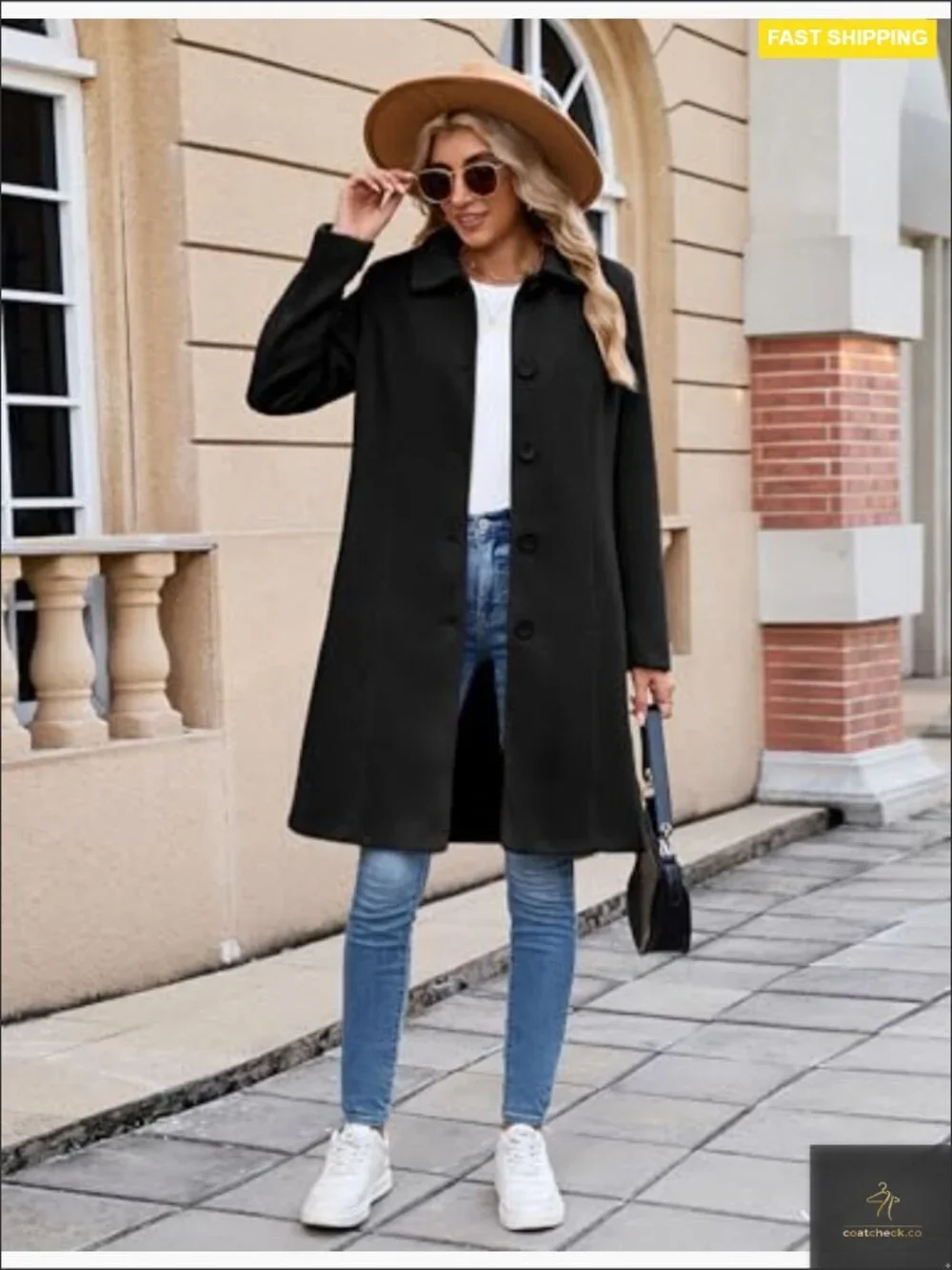 Faux Wool Single Breasted Long Trench Coat Dress Overcoat Winter Pockets